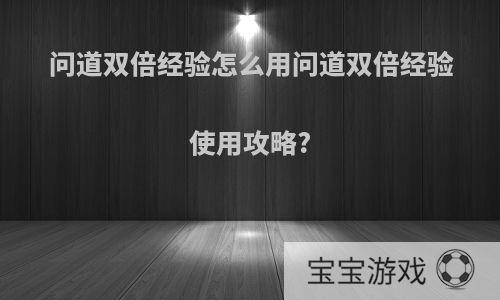 问道双倍经验怎么用问道双倍经验使用攻略?