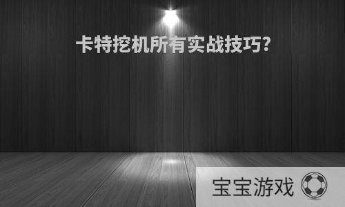 卡特挖机所有实战技巧?