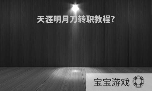 天涯明月刀转职教程?