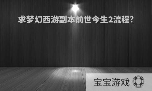 求梦幻西游副本前世今生2流程?