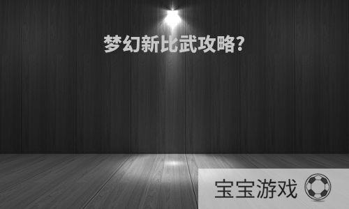 梦幻新比武攻略?