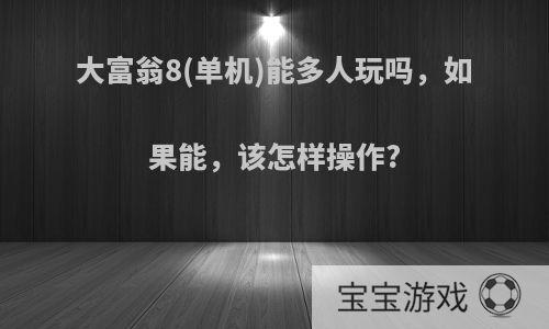 大富翁8(单机)能多人玩吗，如果能，该怎样操作?