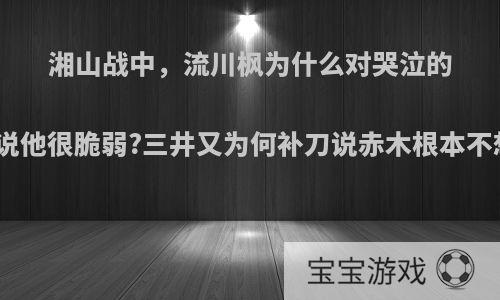 湘山战中，流川枫为什么对哭泣的赤木说他很脆弱?三井又为何补刀说赤木根本不想赢?