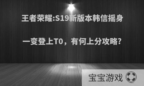 王者荣耀:S19新版本韩信摇身一变登上T0，有何上分攻略?