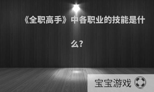 《全职高手》中各职业的技能是什么?