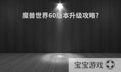 魔兽世界60版本升级攻略?