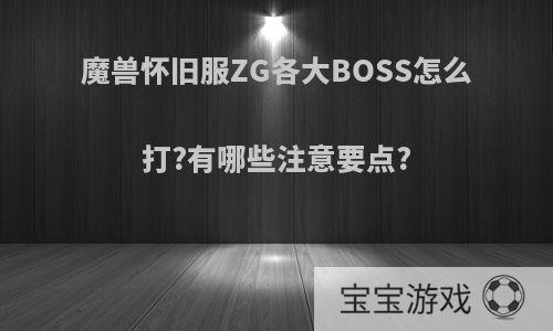 魔兽怀旧服ZG各大BOSS怎么打?有哪些注意要点?