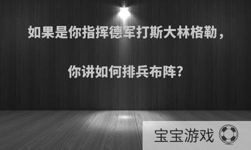 如果是你指挥德军打斯大林格勒，你讲如何排兵布阵?