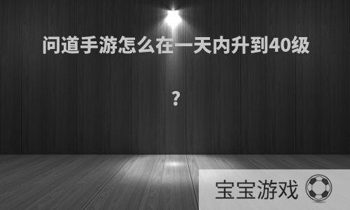 问道手游怎么在一天内升到40级?