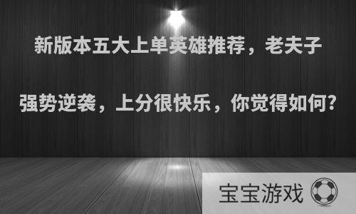 新版本五大上单英雄推荐，老夫子强势逆袭，上分很快乐，你觉得如何?