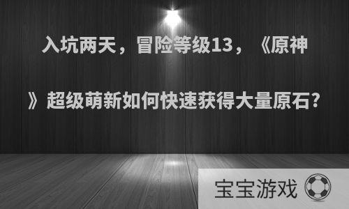 入坑两天，冒险等级13，《原神》超级萌新如何快速获得大量原石?