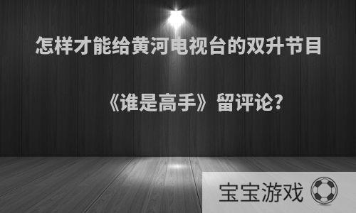 怎样才能给黄河电视台的双升节目《谁是高手》留评论?