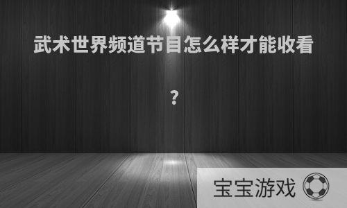 武术世界频道节目怎么样才能收看?