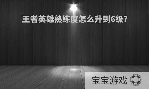 王者英雄熟练度怎么升到6级?