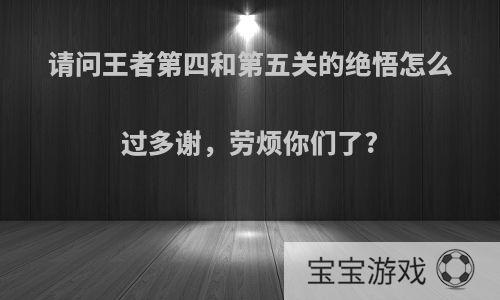 请问王者第四和第五关的绝悟怎么过多谢，劳烦你们了?