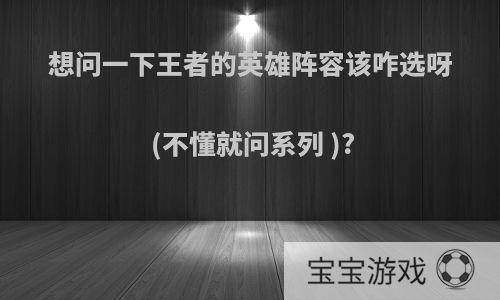 想问一下王者的英雄阵容该咋选呀(不懂就问系列 )?