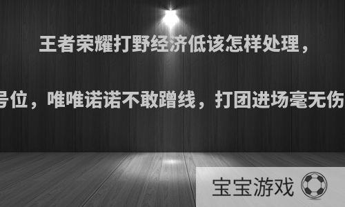 王者荣耀打野经济低该怎样处理，经济总是队里的四号位，唯唯诺诺不敢蹭线，打团进场毫无伤害，进去就出不来?