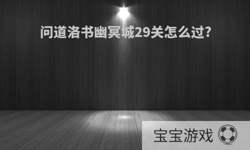 问道洛书幽冥城29关怎么过?