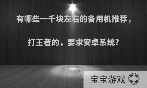 有哪些一千块左右的备用机推荐，打王者的，要求安卓系统?