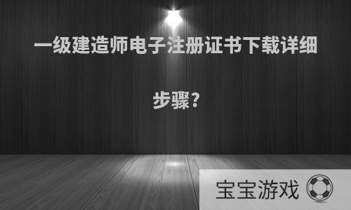 一级建造师电子注册证书下载详细步骤?