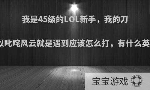 我是45级的LOL新手，我的刀妹在白银段也可以叱咤风云就是遇到应该怎么打，有什么英雄可以克制他吗?