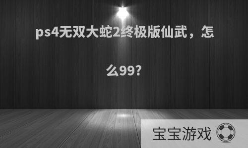 ps4无双大蛇2终极版仙武，怎么99?