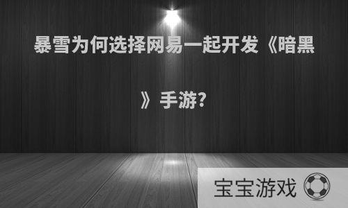 暴雪为何选择网易一起开发《暗黑》手游?