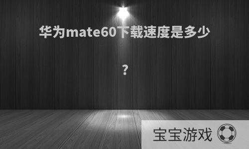 华为mate60下载速度是多少?