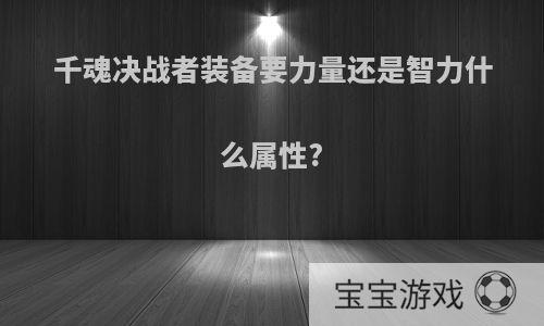 千魂决战者装备要力量还是智力什么属性?