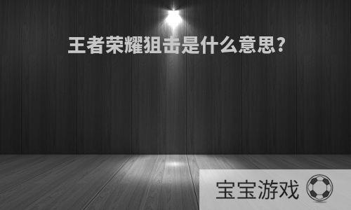 王者荣耀狙击是什么意思?