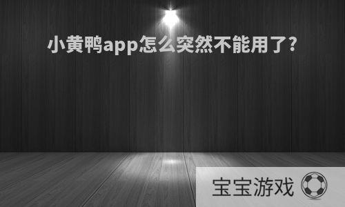 小黄鸭app怎么突然不能用了?