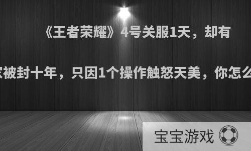 《王者荣耀》4号关服1天，却有玩家被封十年，只因1个操作触怒天美，你怎么看?