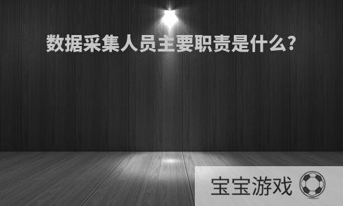 数据采集人员主要职责是什么?