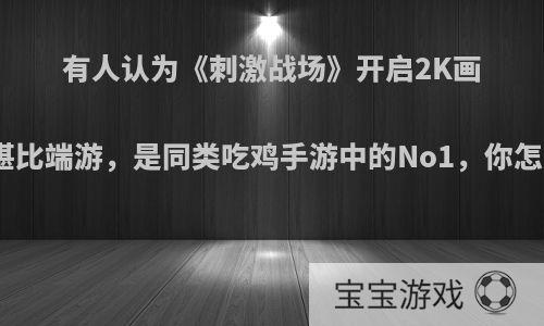 有人认为《刺激战场》开启2K画质，堪比端游，是同类吃鸡手游中的No1，你怎么看?