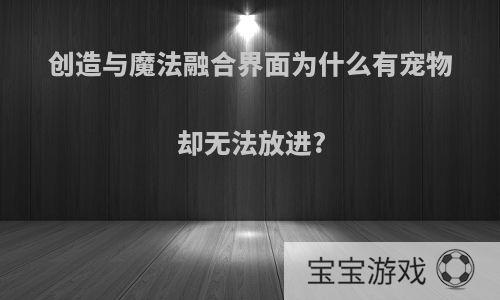 创造与魔法融合界面为什么有宠物却无法放进?