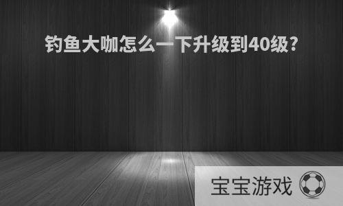 钓鱼大咖怎么一下升级到40级?